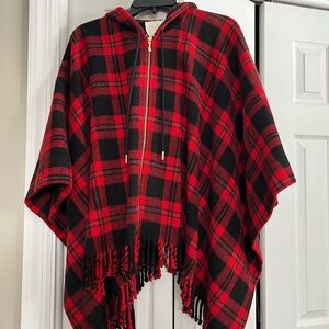 Kate Spade Plaid Hooded Poncho